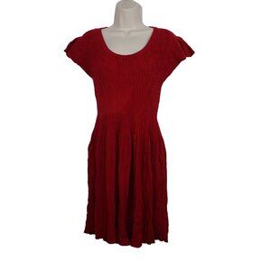 Sparrow Red Knit Sweater Dress Women Size L Wool Angora Blend Scoop Neck FLAW